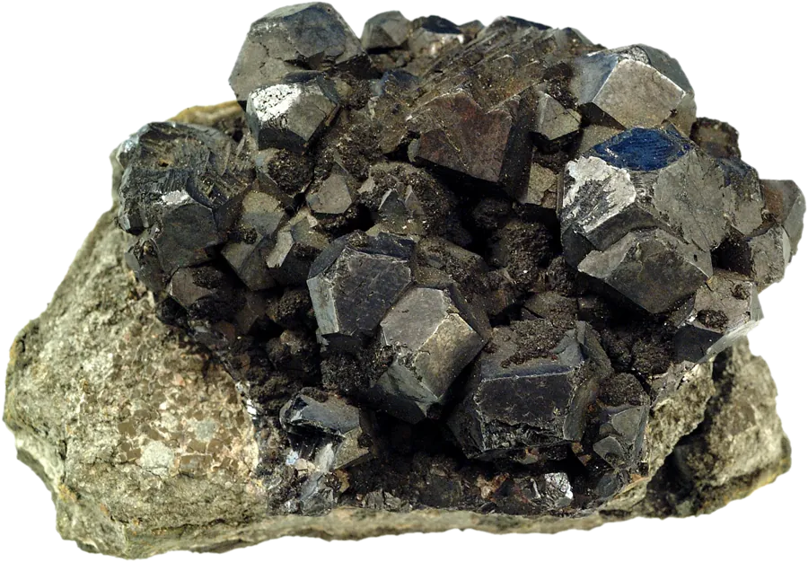 Cristales de galena, principal mena de plomo y plata